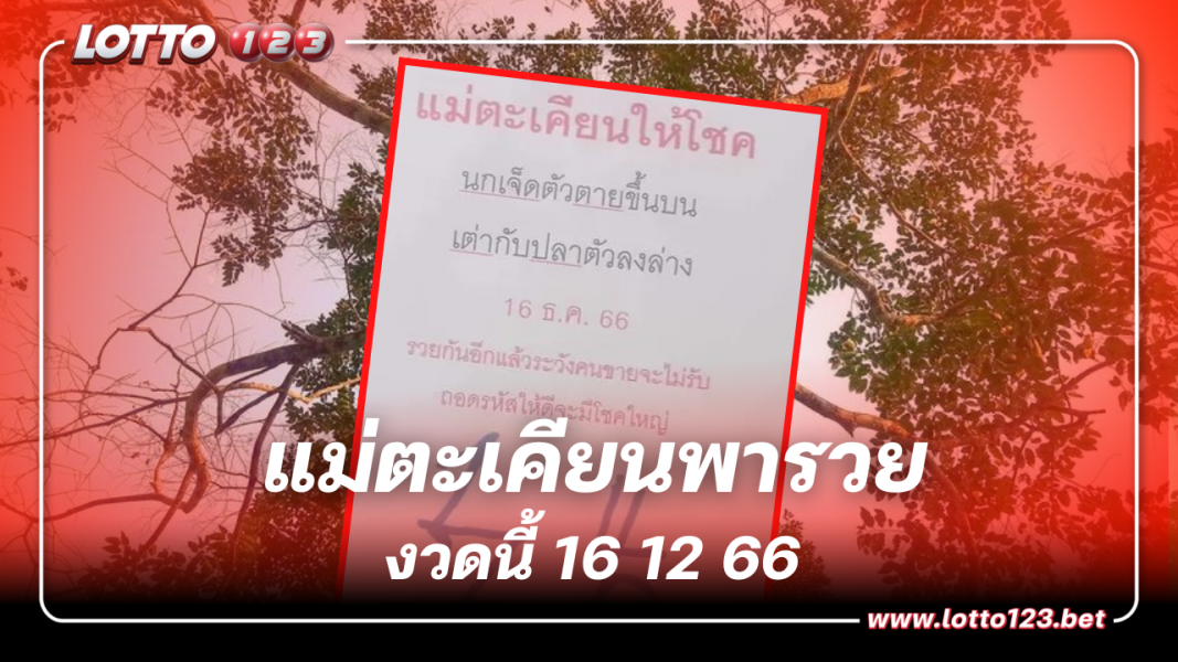 เลขเด็ด หวยแม่ตะเคียนทองให้โชค งวด 16 12 66  รับเงินล้าน